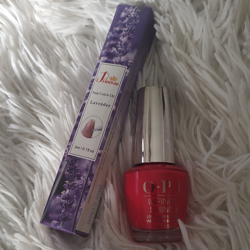 OPI Infinite Shine 2 Nail Polish - Cajun Shrimp + Lavender Cuticle Oil New!